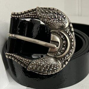 MARTINA MORI Made In Italy Leather Pointed Gaucho Buckle Belt OS